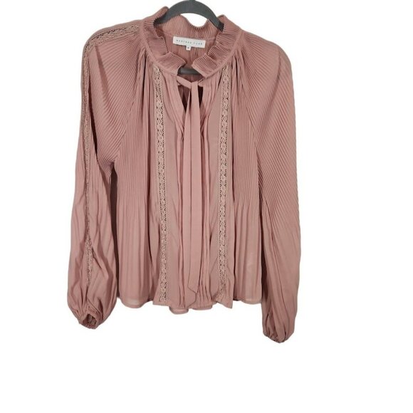 Endless Rose‎ Plisse Tie Neck Blouse in Blush - Size medium - Picture 1 of 6